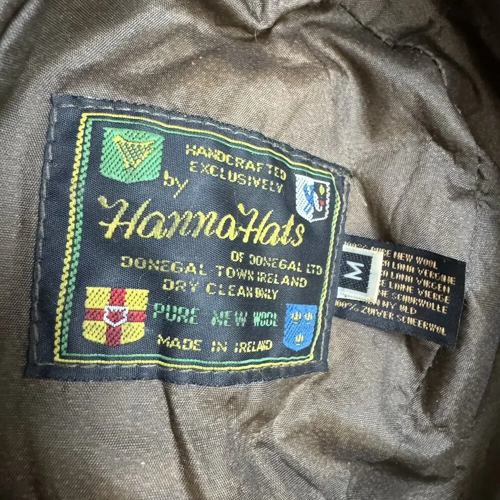 Hanna Hats Men's Donegal Tweed Original Irish Walking Hat Size Medium Green Wool